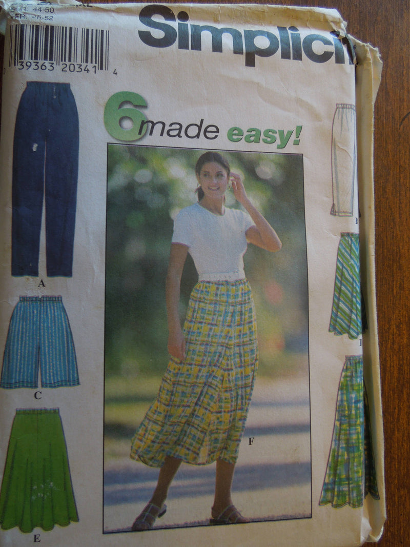 Simplicity 7655,  Misses Pants, Shorts, Skirts,  UNCUT sewing pattern, Sz Varies