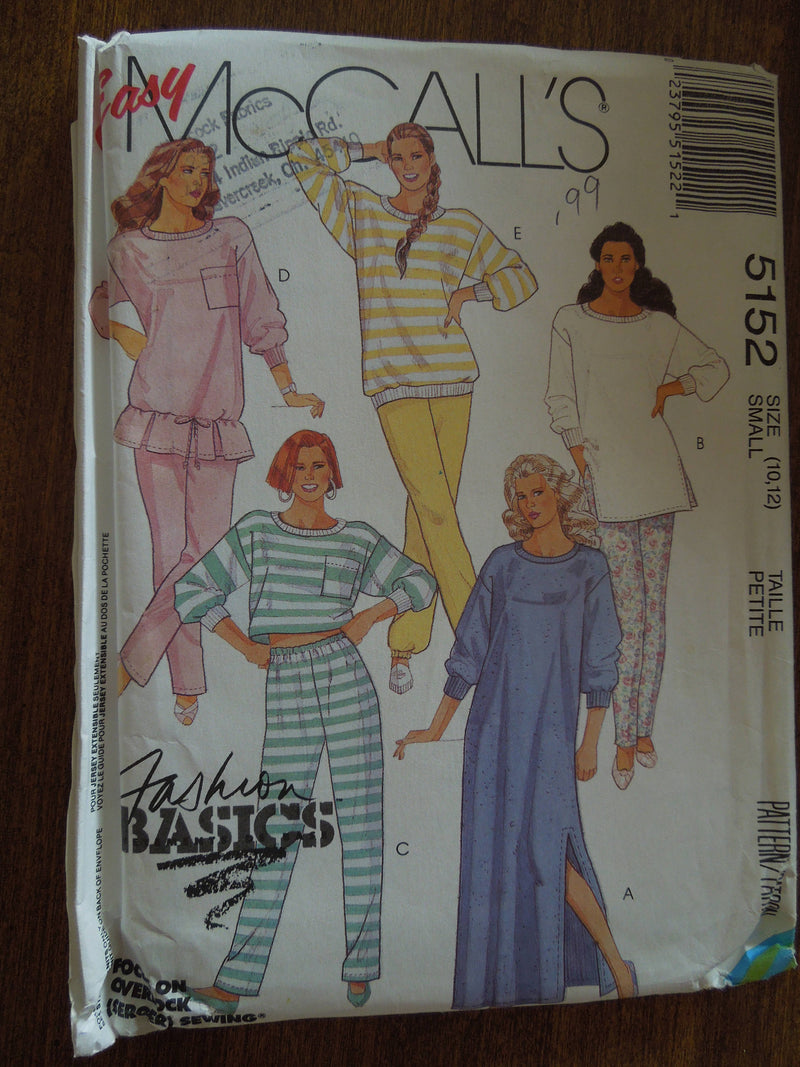 McCalls 5152, Misses, Leggings, Tops, Pants, UNCUT sewing pattern,