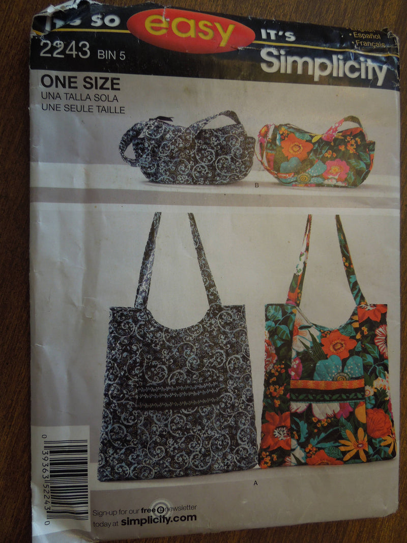 Simplicity 2243, Handbags,  UNCUT sewing pattern,
