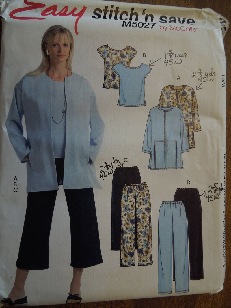 McCalls M5027, Misses, Separates, Sizes 16-22, Petite, UNCUT sewing pattern,