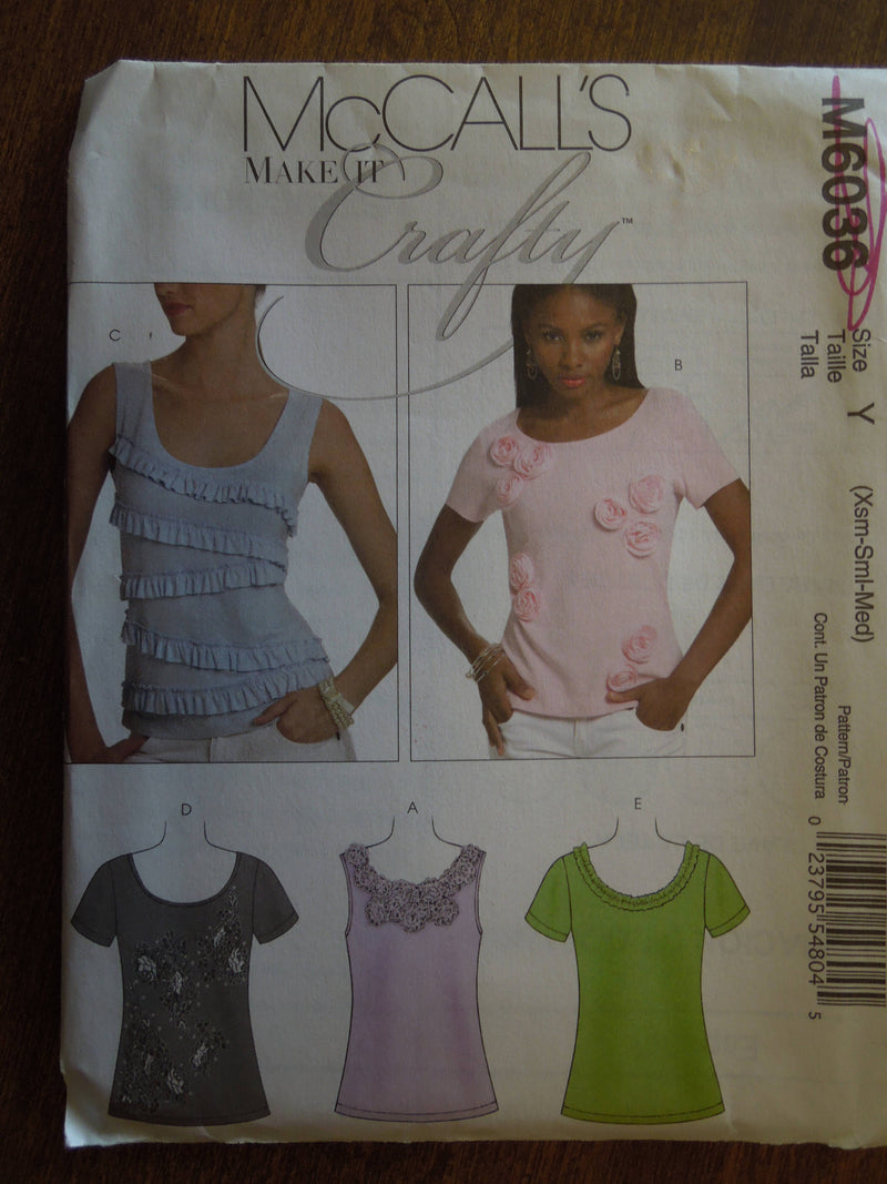 McCalls M6036, Misses, Tops, Pullover Style, UNCUT sewing pattern,
