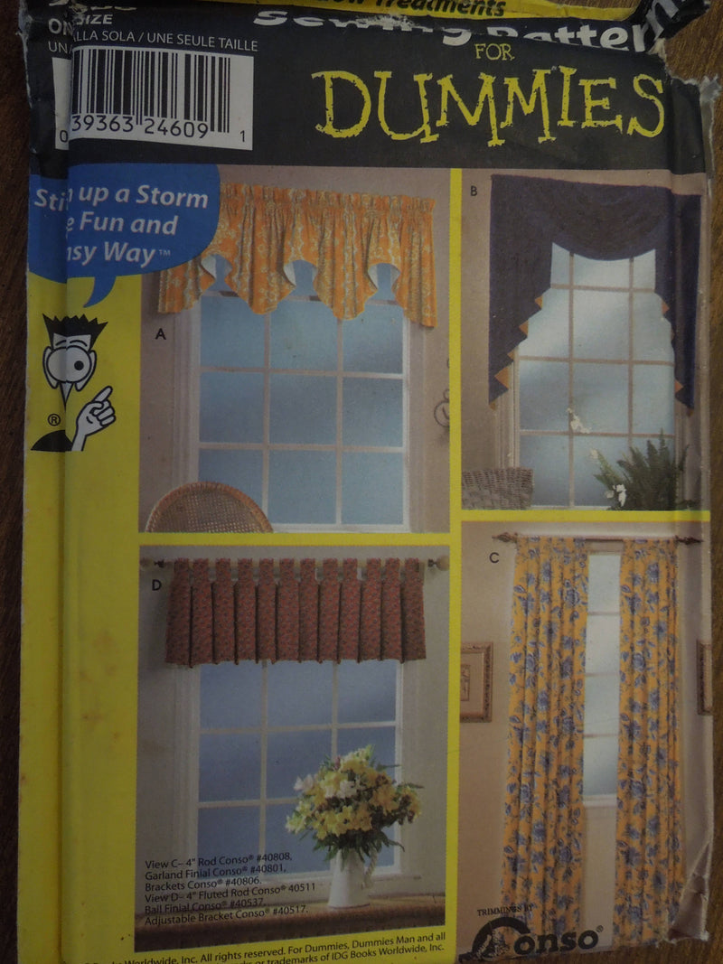 Simplicity 9566,  swags, panels, jabots, window treatments, UNCUT sewing pattern, curtains