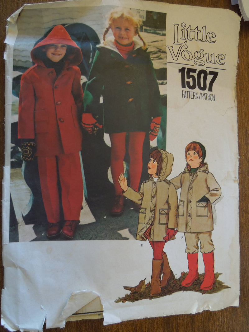 Little Vogue 1507, Childrens Pants, Coats, UNCUT sewing pattern,