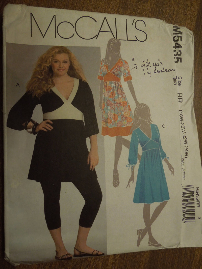 McCalls M5435,  Misses Tunics, Dresses, UNCUT sewing pattern,