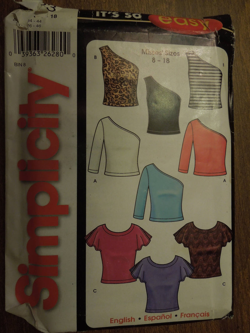 Simplicity 5723, Misses, Pullover Knit Tops, Sizes 8-18, UNCUT sewing pattern,