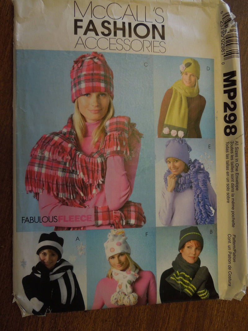 McCalls MP298, hats, scarves and mittens, UNCUT sewing pattern,