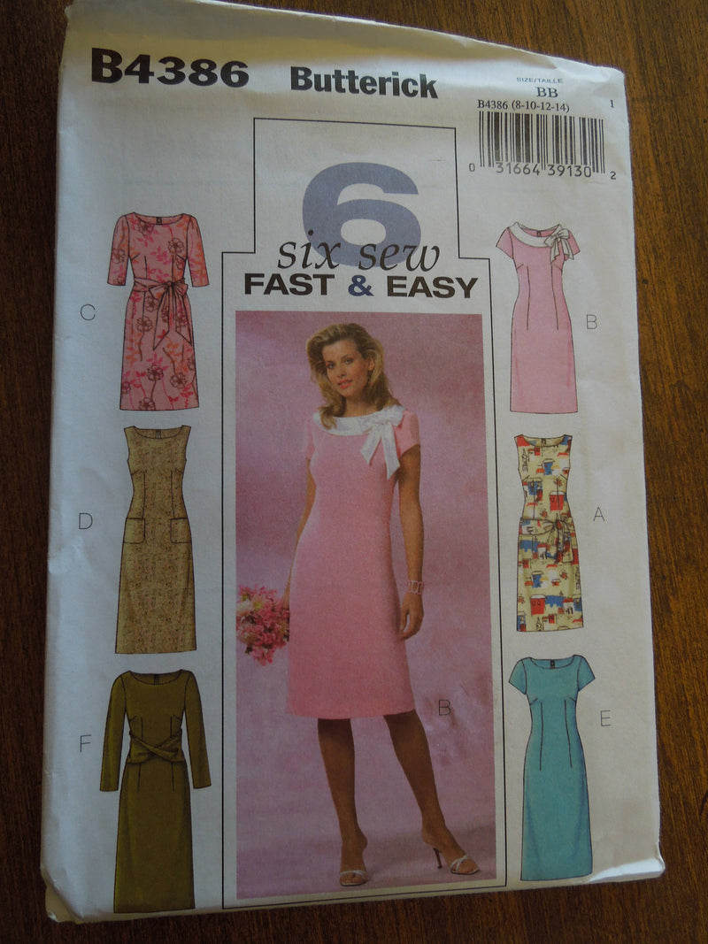 Butterick B4386,  Misses, Dresses, Petite, Sz Varies,  UNCUT sewing pattern,