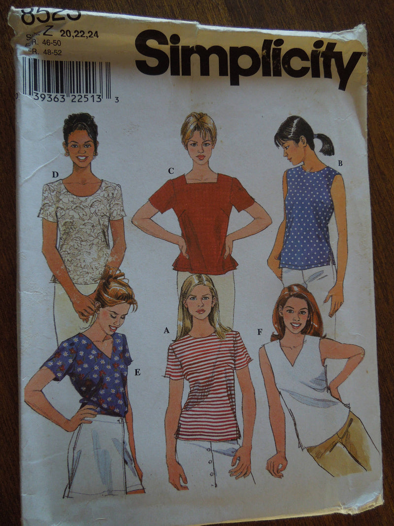 Simplicity 8523, Misses, Tops, Pullover, Sizes vary, UNCUT sewing pattern,