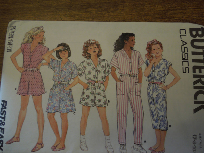 Butterick 4770, Girls, Jumpsuits, Dresses, Sizes 7-10, UNCUT sewing pattern,