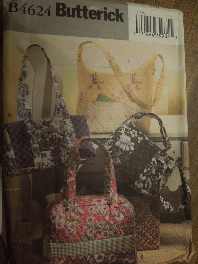 Butterick B4624,  bags, handbags, UNCUT sewing pattern,