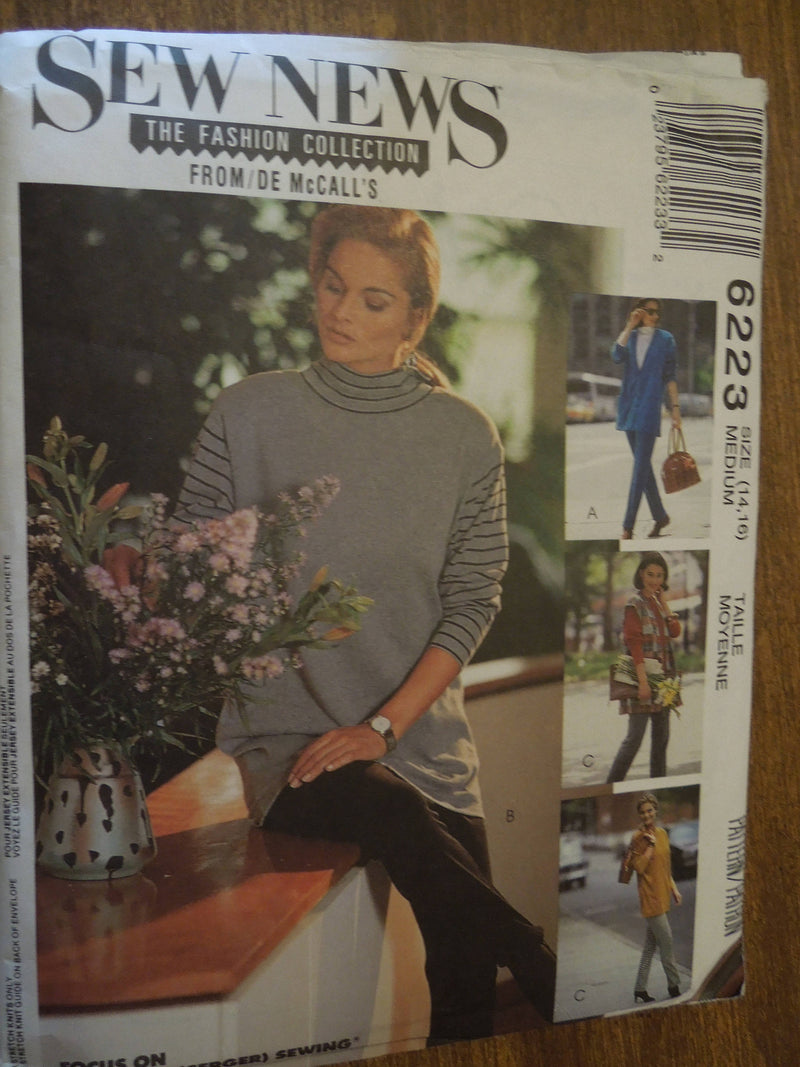 McCalls 6223, Misses, Separates, Knits, UNCUT sewing pattern,