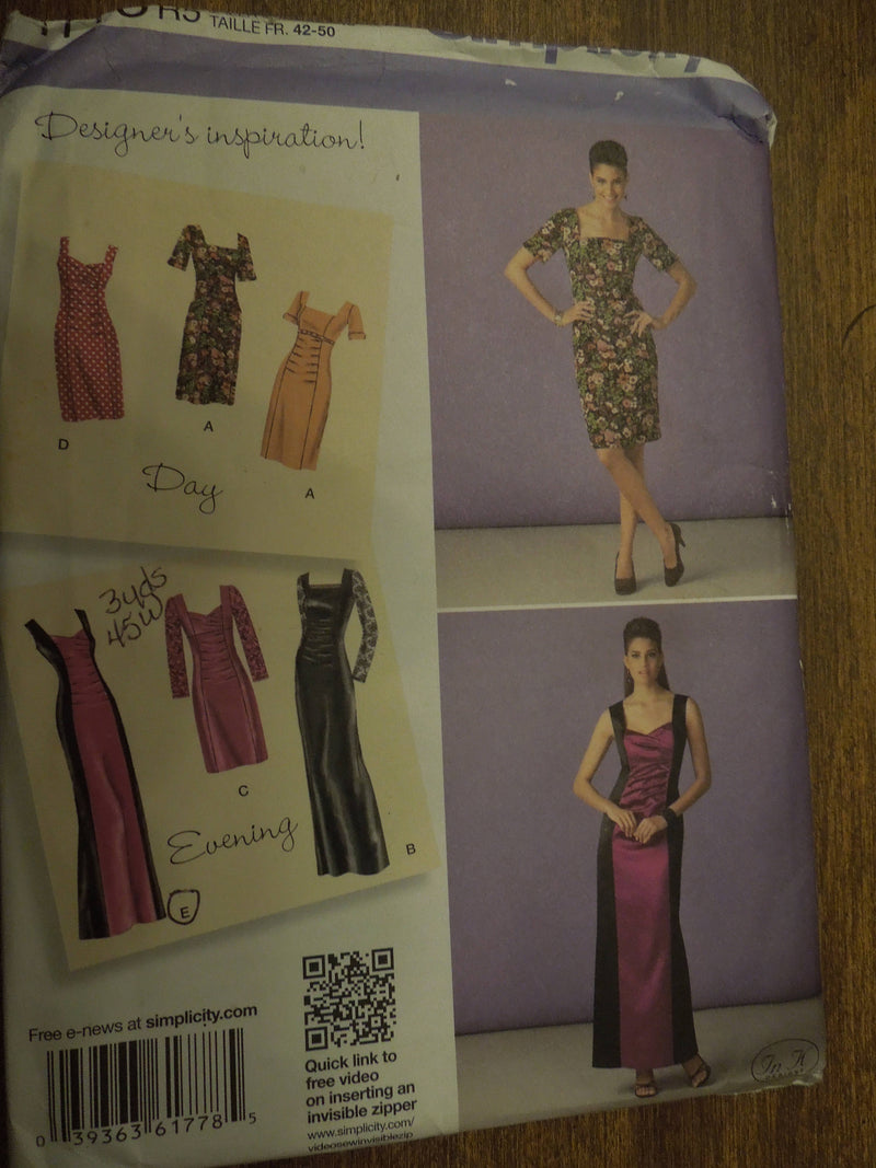 Simplicity 1778, Misses, Dresses, Evening Wear, Sizes 14-22,  UNCUT sewing pattern,