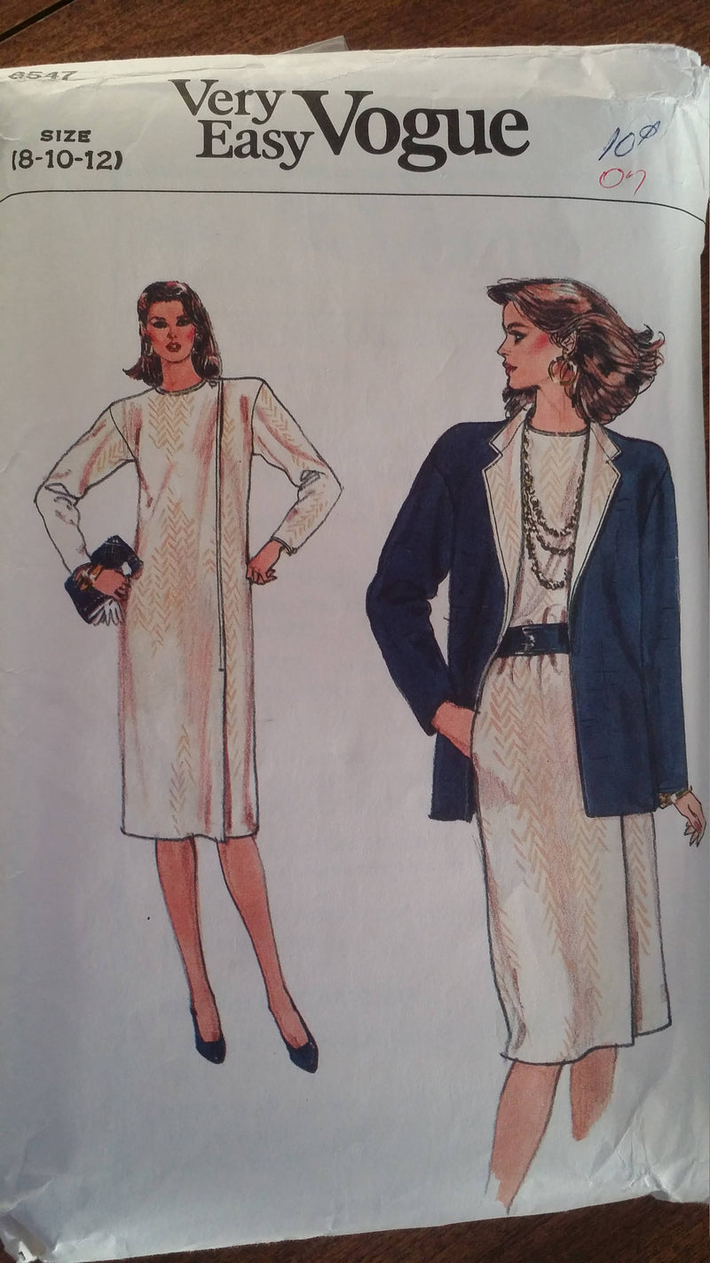 Vogue 8547, Misses Dresses with Jacket, UNCUT sewing pattern,