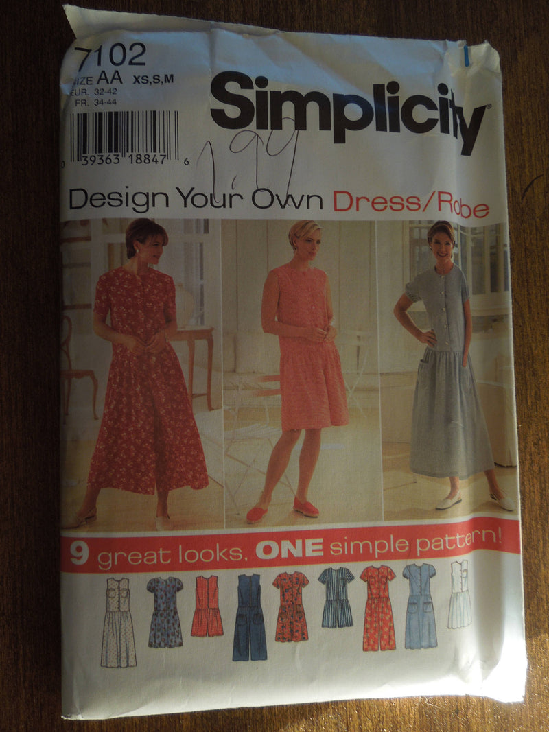 Simplicity 7102,  Misses, Dresses, Rompers, Petite, UNCUT sewing pattern,