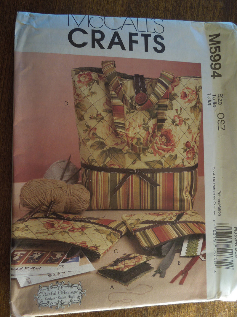 McCalls M5994, Totes, zip cases and needle case, UNCUT sewing pattern, Crafts