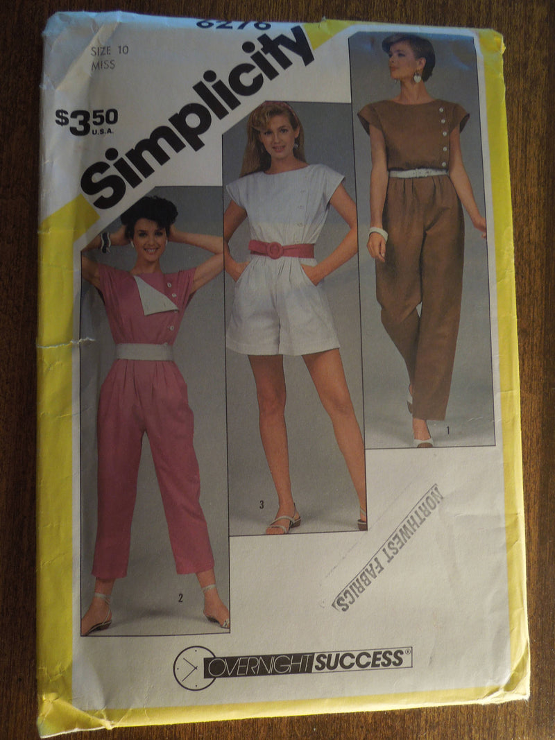 Simplicity 6276, Misses, Jumpsuits, UNCUT sewing pattern,