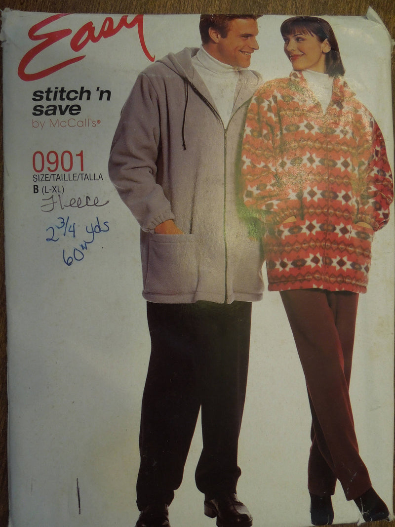 McCalls Stitch n Save 0901, Mens, Misses, Jackets, Pants, UNCUT sewing pattern,