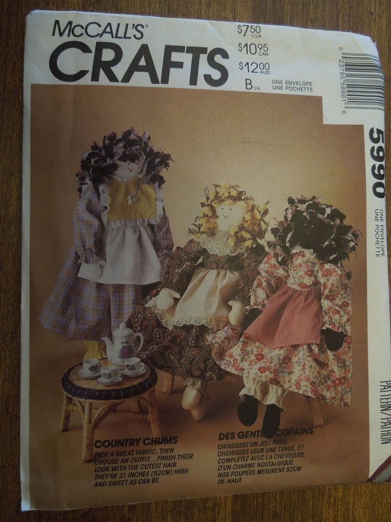 McCalls 5990, Crafts, Dolls and Doll Clothing,  size 21", UNCUT sewing pattern,