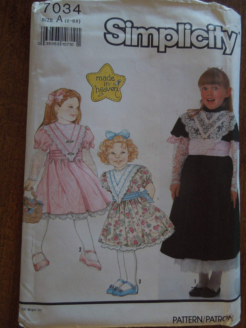 Simplicity 7034, Girls, Dresses, UNCUT sewing pattern,