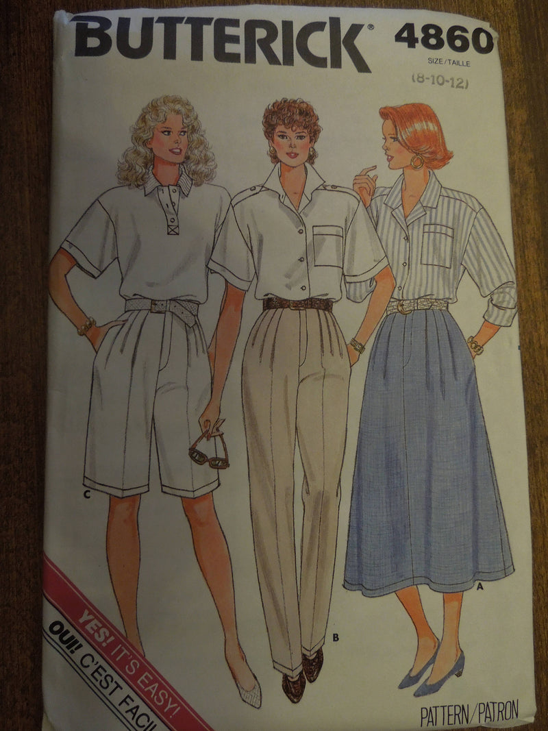 Butterick 4860, Misses, Skirts, Pants, Shorts,  UNCUT sewing pattern,