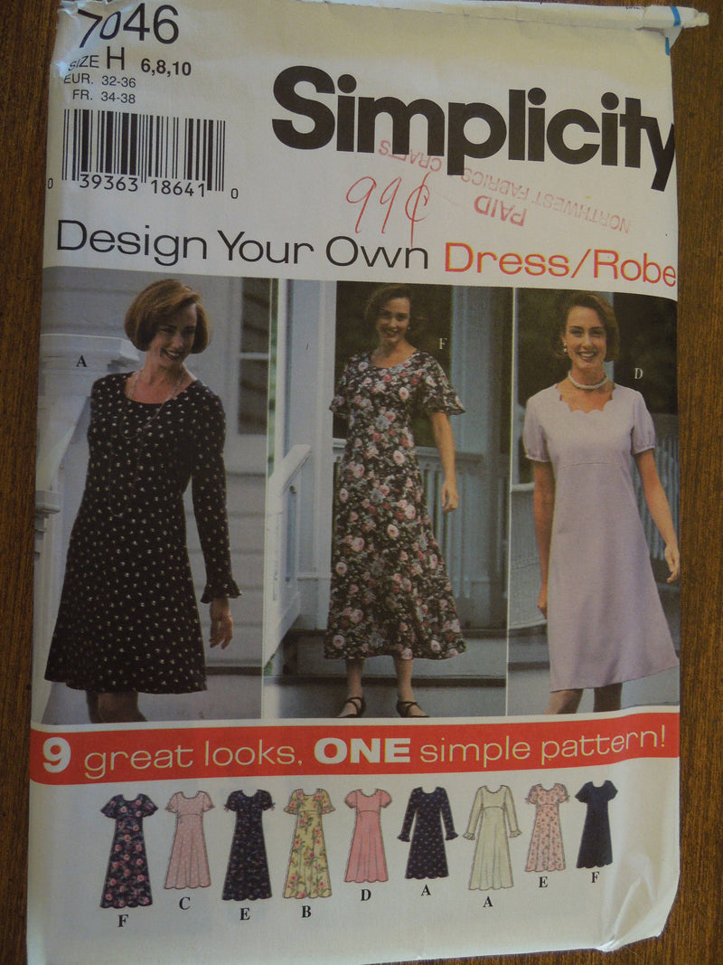 Simplicity 7046, Misses, Dresses, Petite, UNCUT sewing pattern,