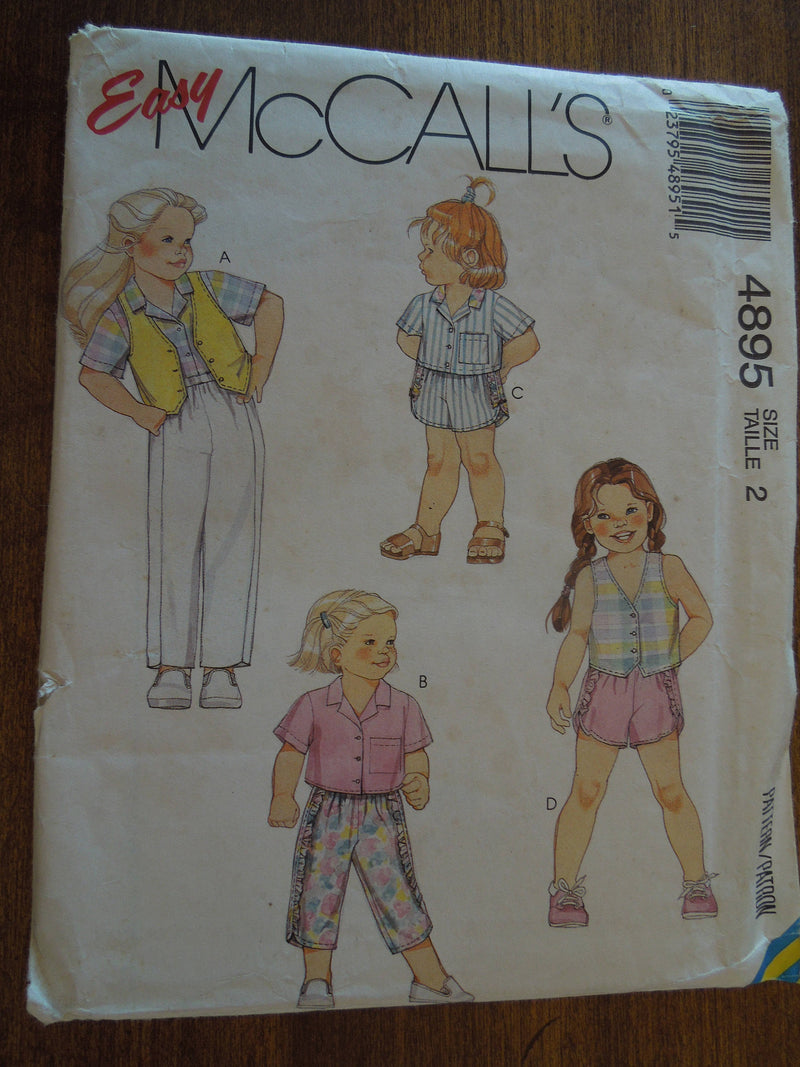 McCalls 4895, Girls, Separates, UNCUT sewing pattern,