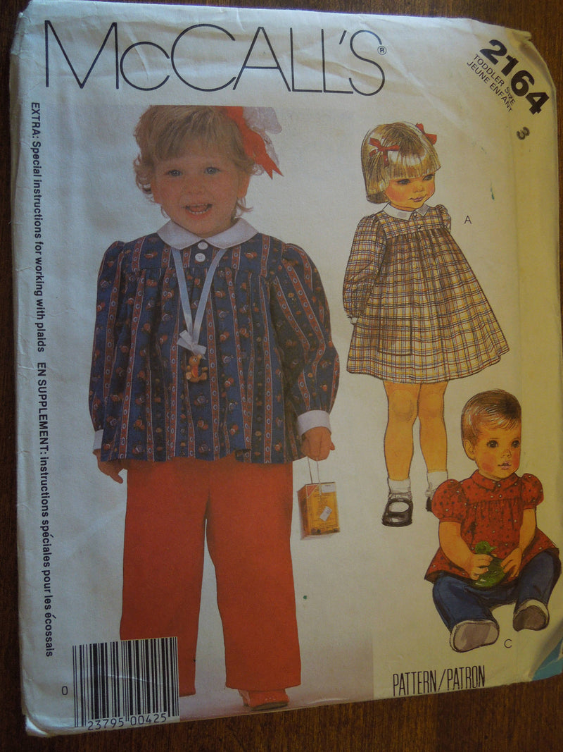 McCalls 2164, Childrens, Dress, Top, Pants, UNCUT sewing pattern, childrens