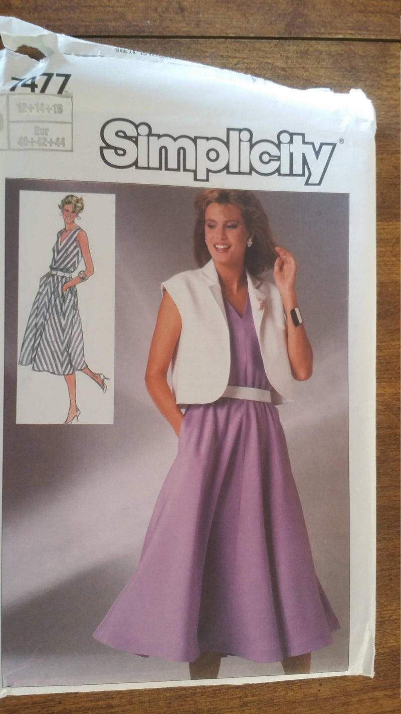 Simplicity 7477,  Misses Dresses with Jacket, UNCUT sewing pattern,