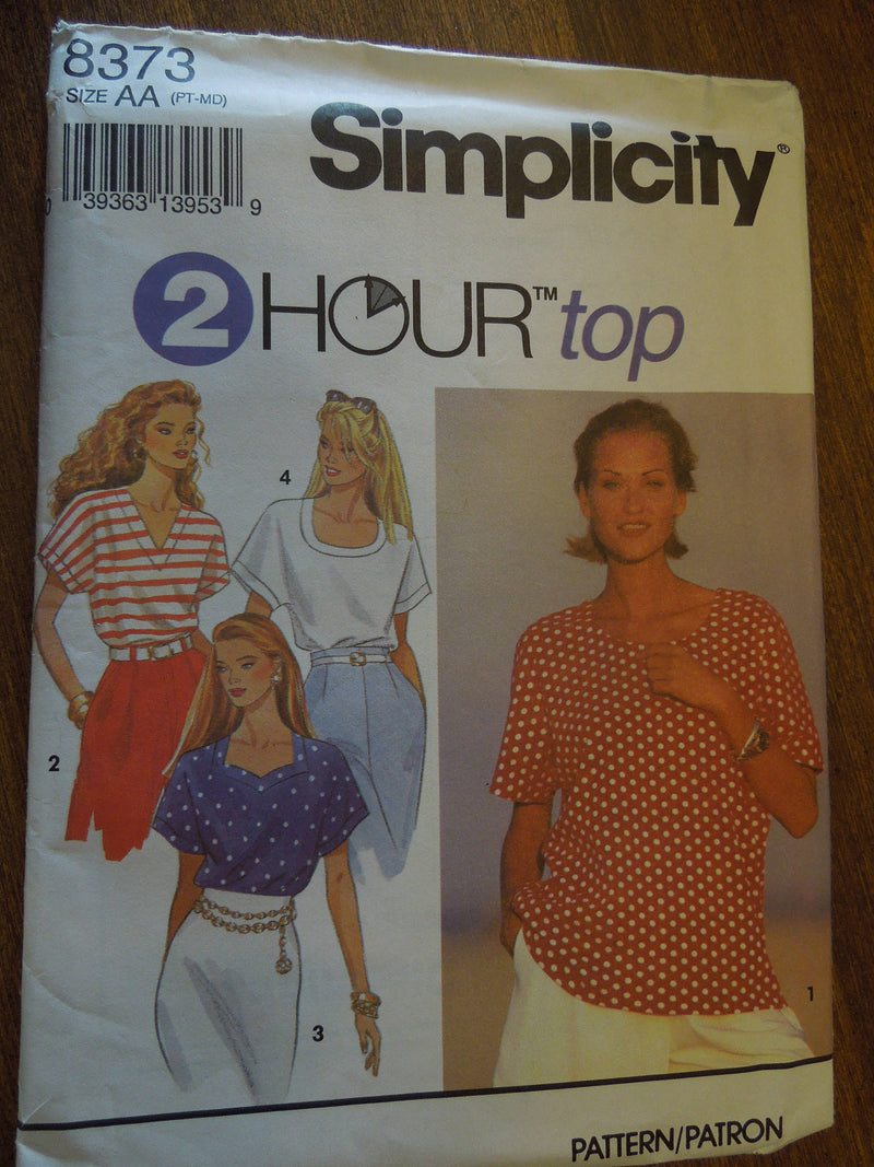 Simplicity 8373, Misses Tops, Pullover, Petite, UNCUT sewing pattern,