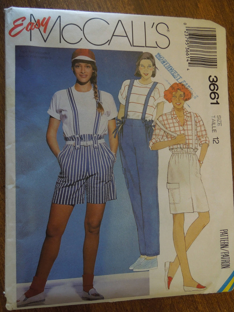 McCalls 3661, Misses Pants, Shorts, Skirts, UNCUT sewing pattern,