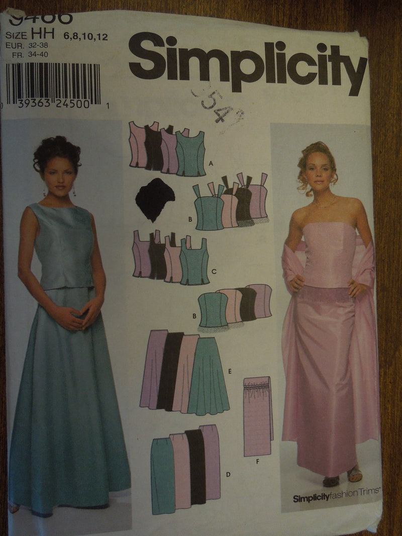Simplicity 9466,  Misses, Evening Wear, UNCUT sewing pattern