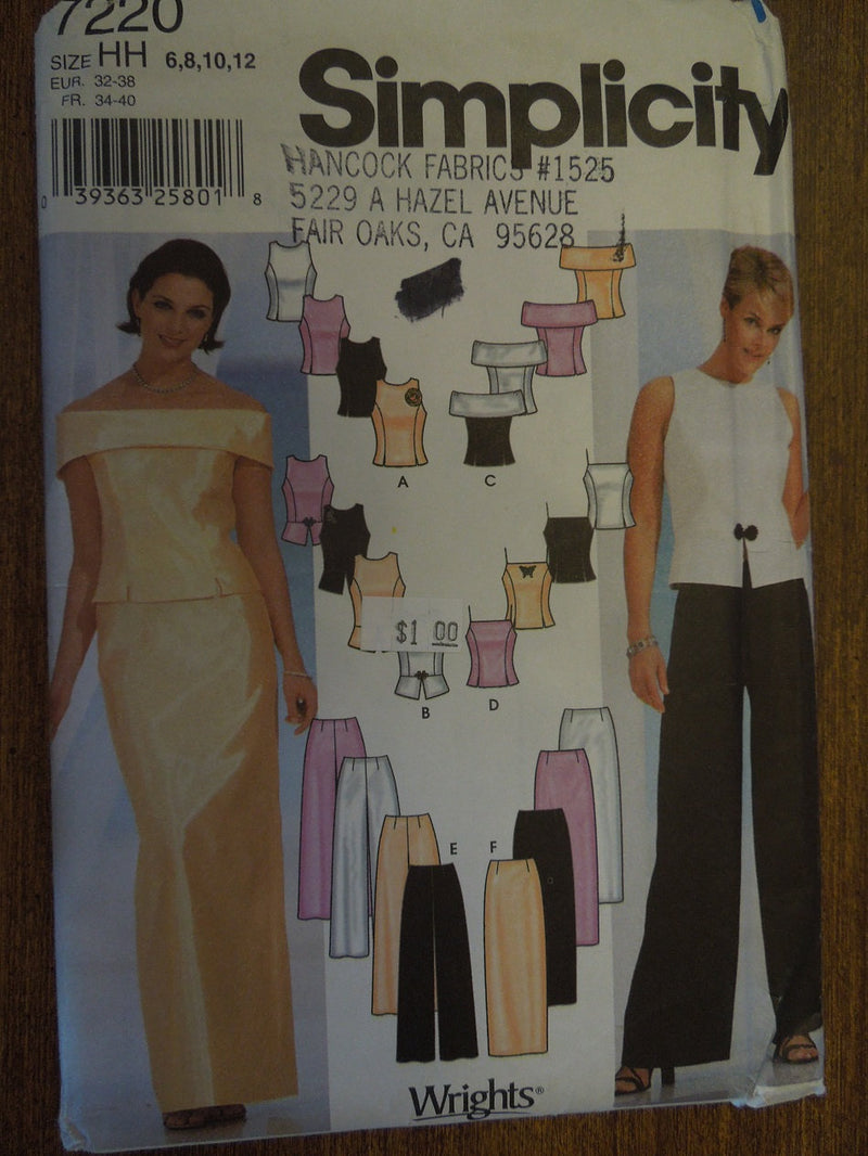 Simplicity 7220,  Misses, Evening Wear, Dresses, Sewing pattern