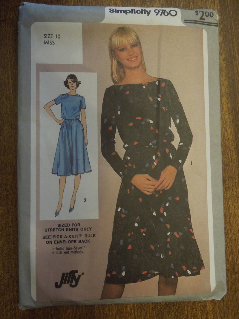 Simplicity 9760, Misses, Dresses, Pullover Style, Knits, UNCUT sewing pattern,