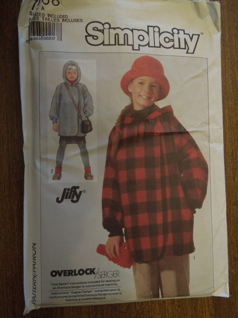 Simplicity 7868, Girls Jackets, Hooded, UNCUT sewing pattern,