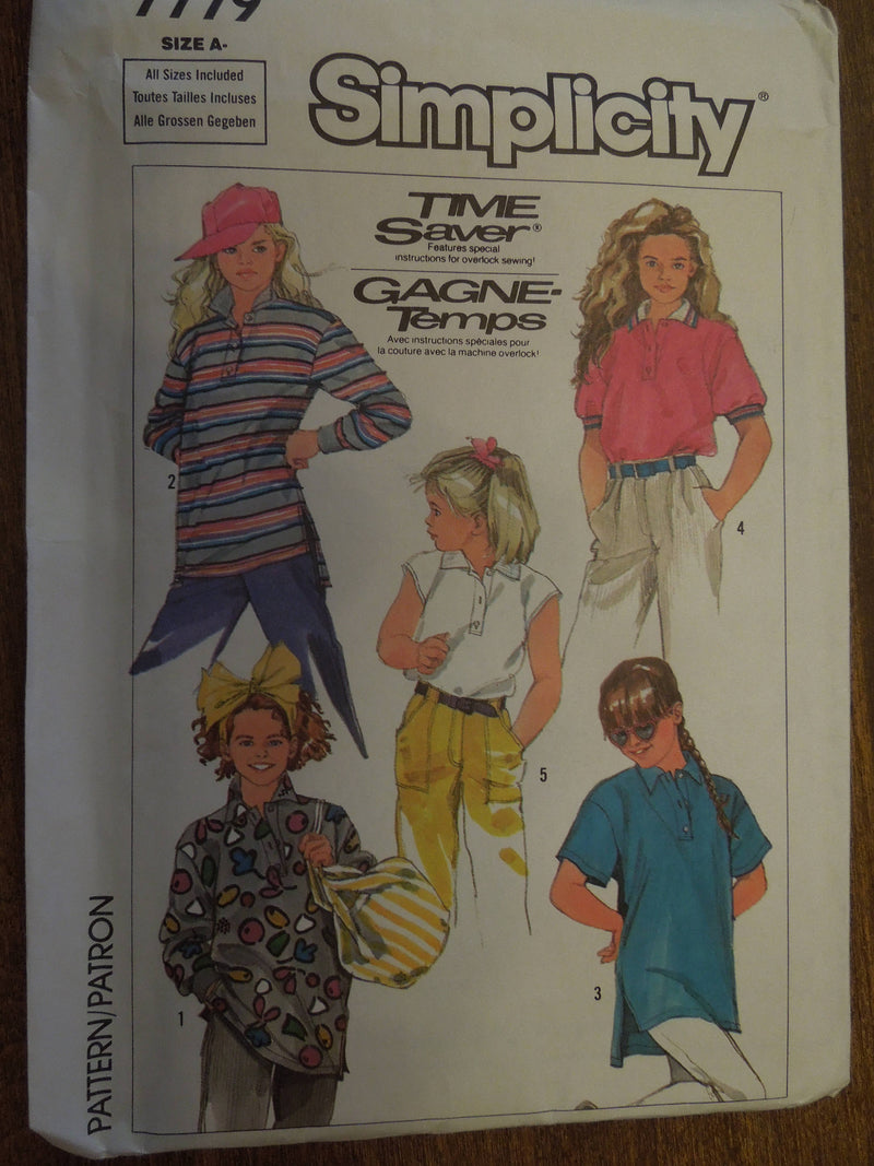 Simplicity 7779,  Girls Tops, Pullover, UNCUT sewing pattern,