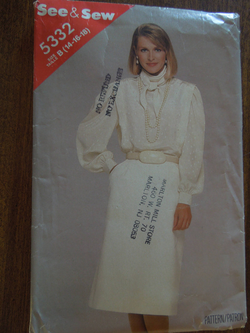 Butterick See and Sew 5332,  blouse, skirt, UNCUT sewing pattern, missses, sale