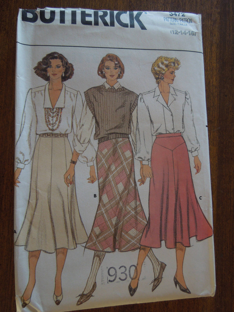 Butterick 3472, Misses, Skirts, UNCUT sewing pattern,
