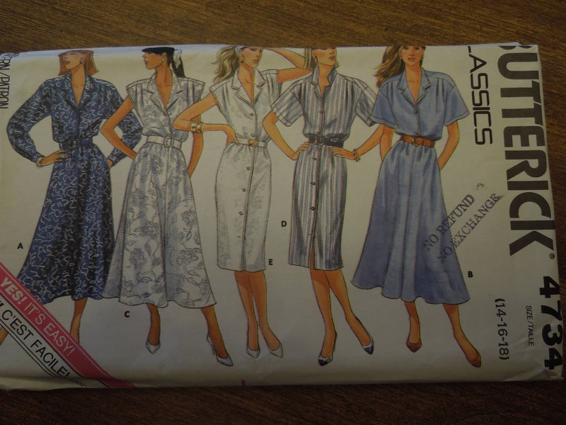 Butterick 4734,  Misses, Dresses, UNCUT sewing pattern,