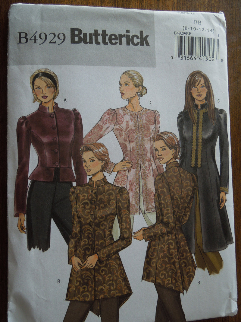 Butterick B4929, Misses Jackets, Lined, UNCUT sewing pattern
