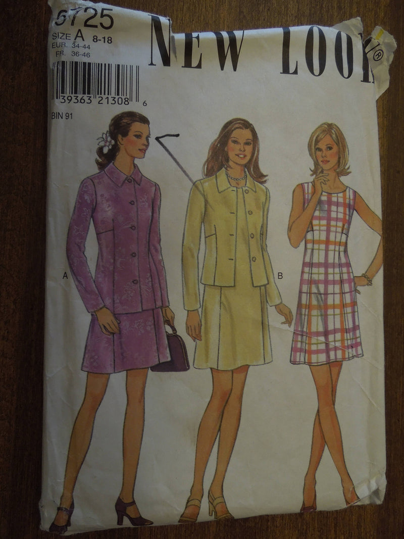 New Look 6725, Misses, Dresses, Jackets, UNCUT sewing pattern,