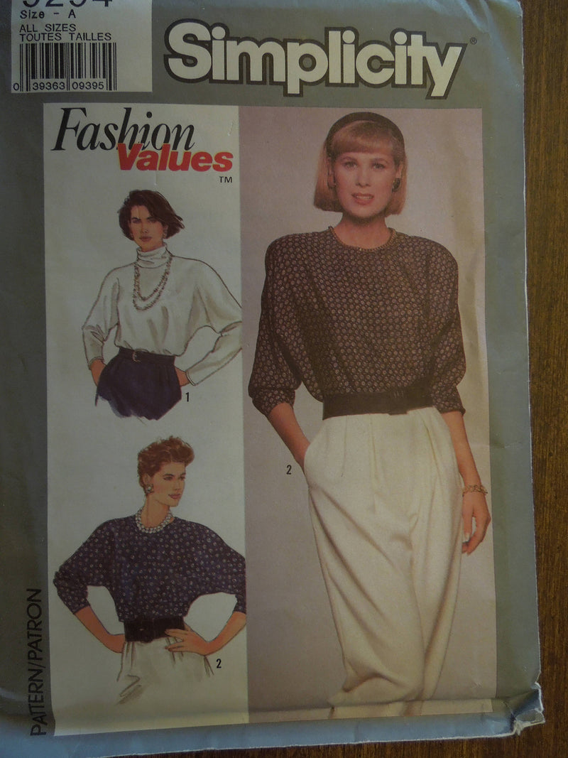 Simplicity 9294, Misses Tops, Pullover , UNCUT sewing pattern