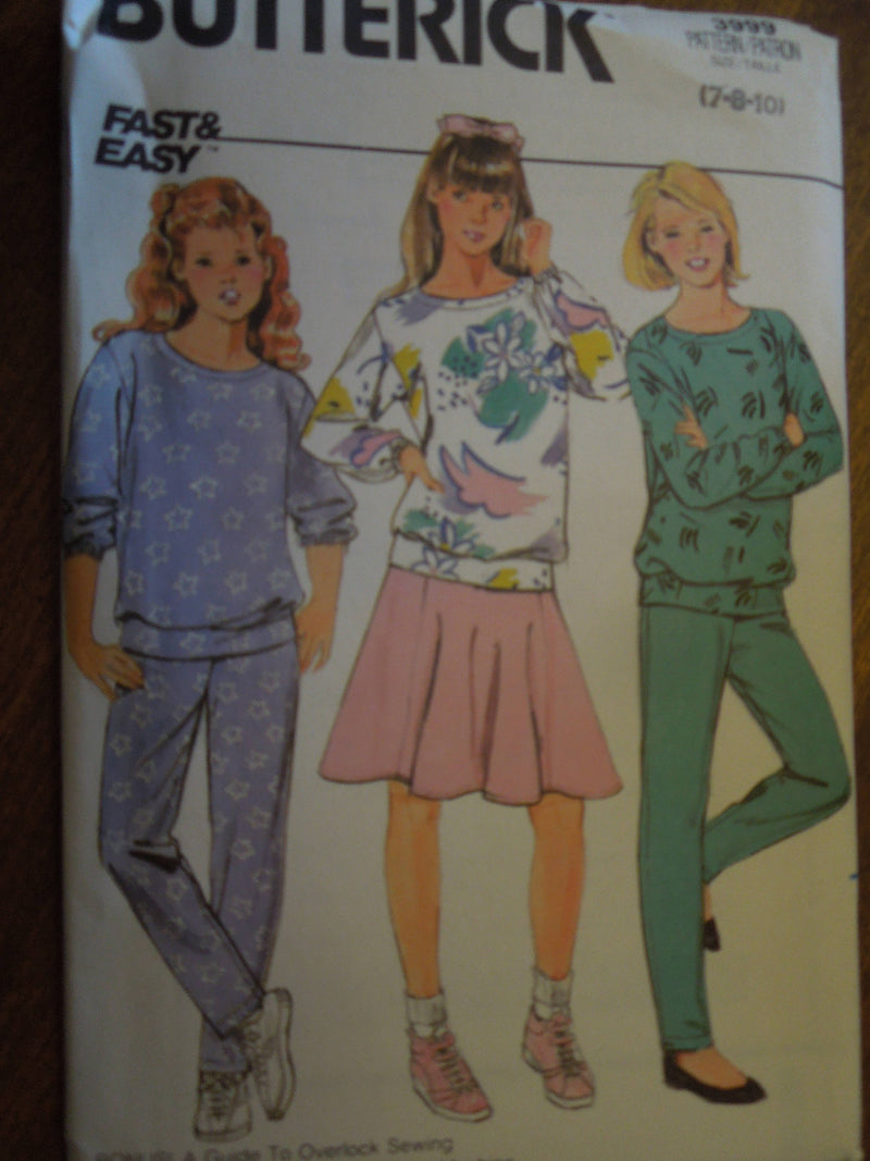Butterick 3999, Girls, Separates, UNCUT sewing patterns,