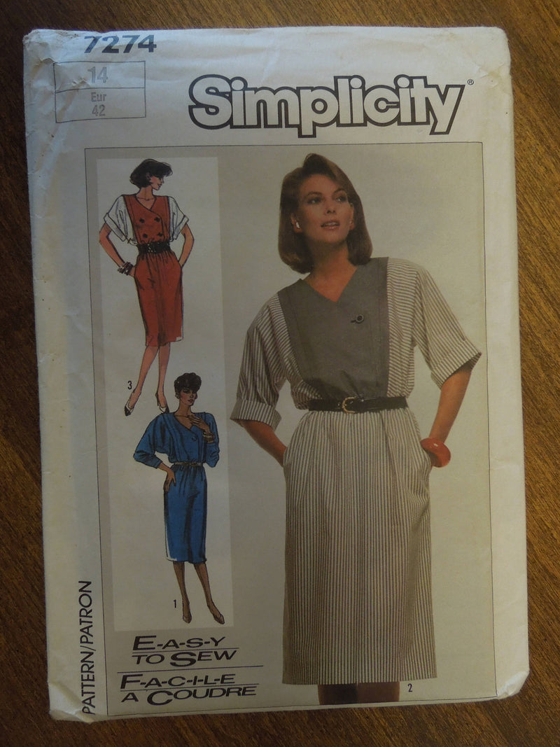 Simplicity 7274, Misses Dresses, Pullover, UNCUT sewing pattern,