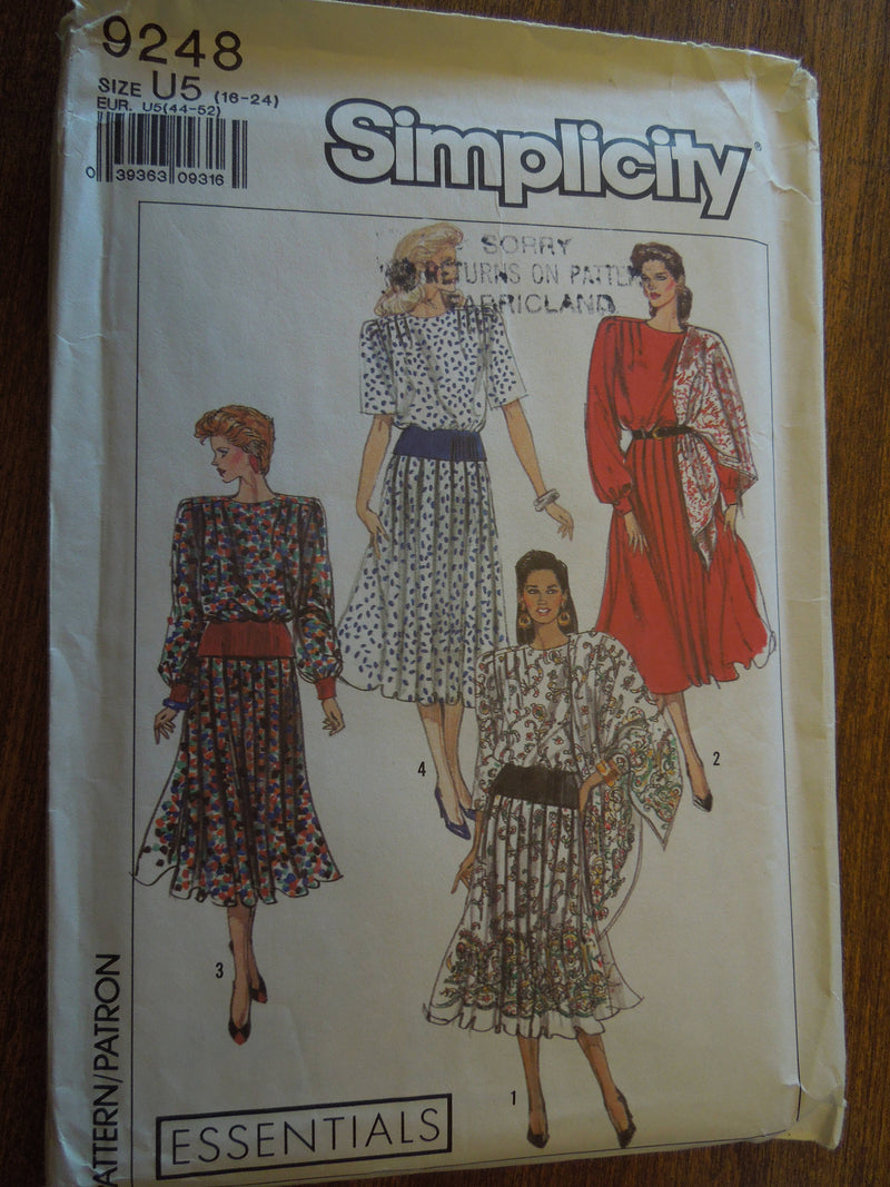 Simplicity 9248, Misses Dresses,  UNCUT sewing pattern, Sale