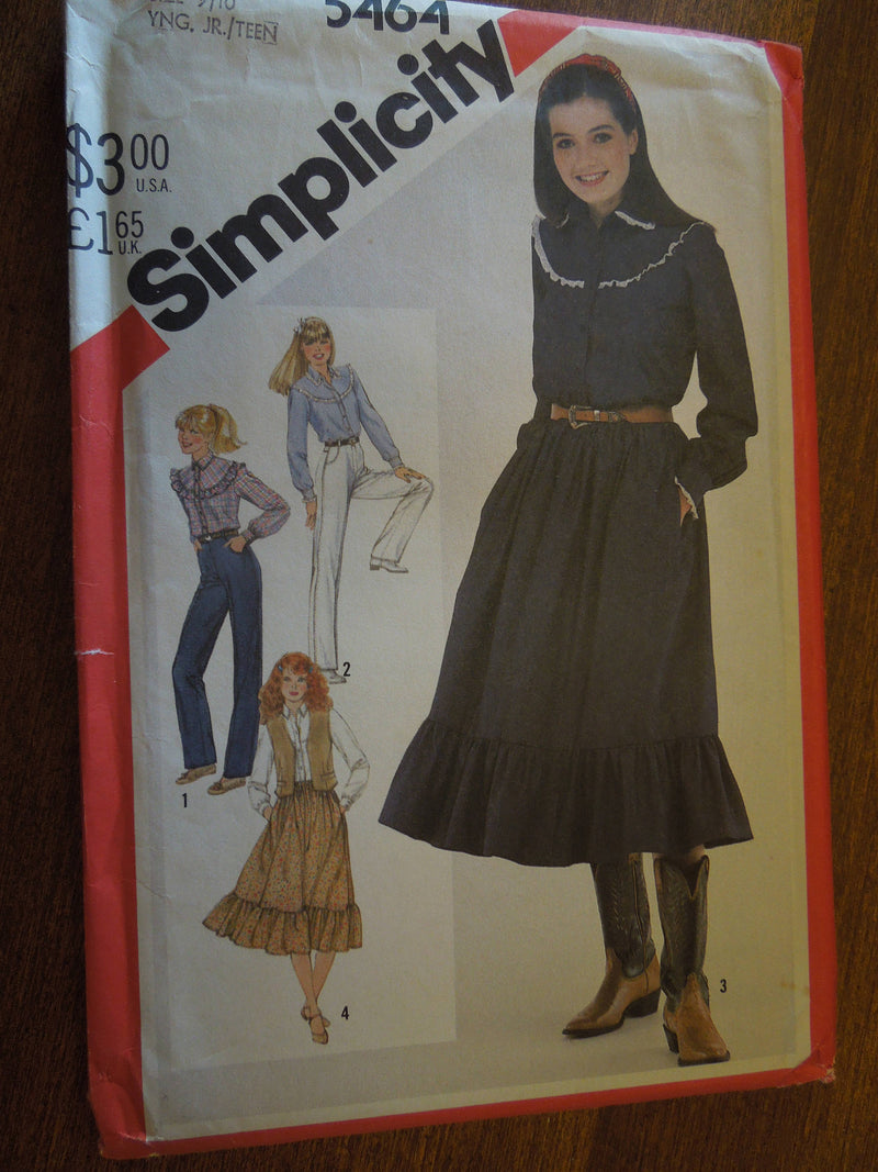 Simplicity 5464, Girls, Pants, Shirts, Skirts, Vests, UNCUT sewing pattern