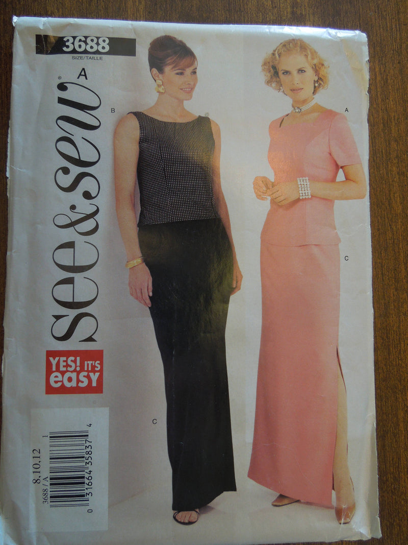 Butterick See and Sew 3688, Misses, Evening Wear, UNCUT sewing pattern, sale