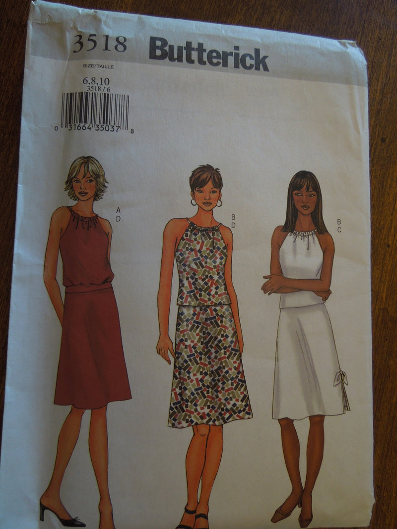 Butterick 3518,  Misses, Tops, Skirts, UNCUT sewing pattern