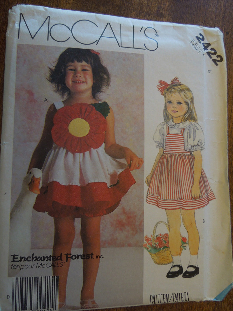 McCalls 2422,  Girls, Childrens Dresses, Jumpers, UNCUT sewing pattern