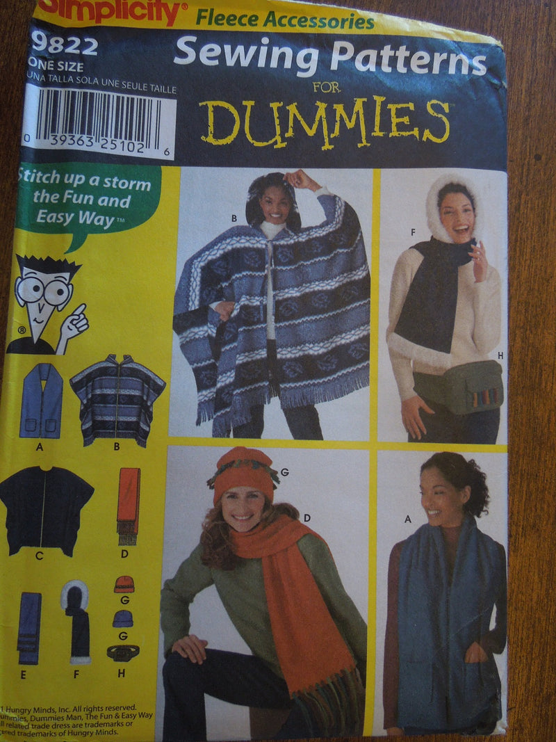 Simplicity 9822, Misses, Wraps, Ponchos, Hats, Bags, UNCUT sewing pattern,