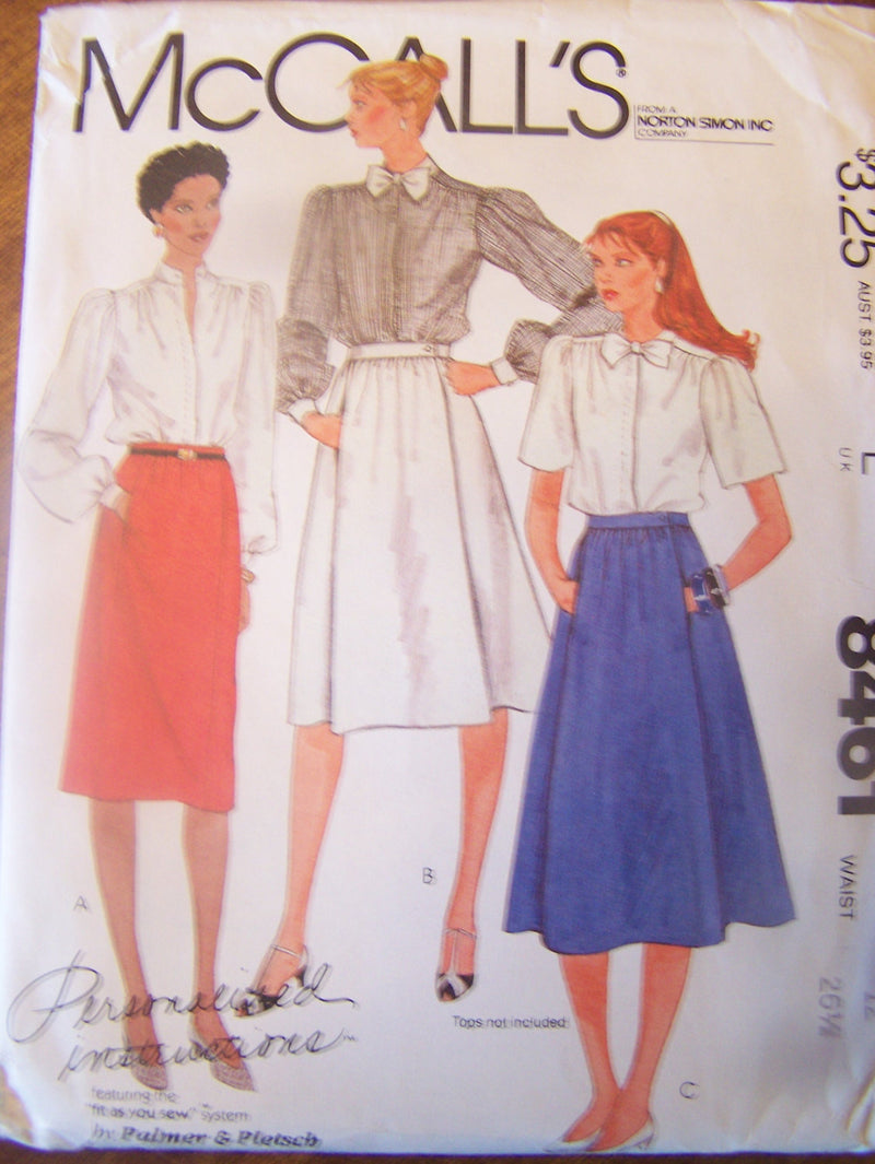 McCalls 8461  Size 12, Misses, Skirts, UNCUT sewing pattern,